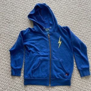 Aviator Nation Blue Lightning Bolt Hoodie, Sz 8